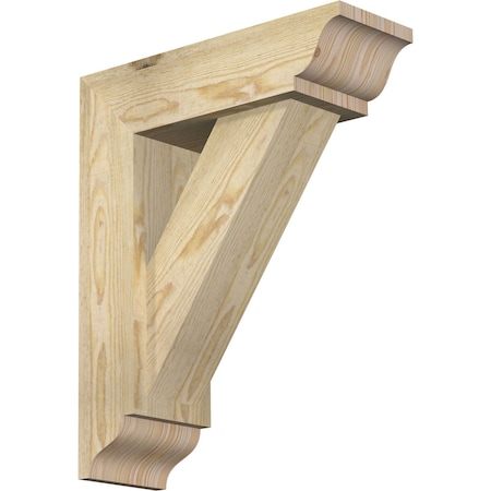 Ekena Millwork Traditional Traditional Rough Sawn Bracket w/ Offset Brace, Douglas Fir, 6"W x 18"D x 22"H BKT0604X18X22TRA01RDF